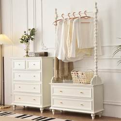 Baishiyi Cream Style Solid Wood Coat Rack White American Style Small Apartment French Bedroom Clothes Hat Rack Bedside Cabinet