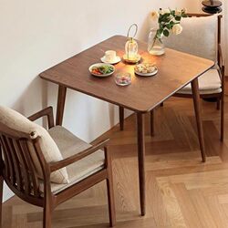 Beige Wabi-Sabi Style Solid Wood Square Tea and Dining Table for Home Use, Suitable for Small Apartments, Japanese-Style Dining, Balcony, Living Room
