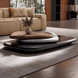 Red Spirit Rotating Coffee Table for Living Room, Designer Style, Italian Minimalist, Irregular-Shaped Coffee Table, Small Apartment, Creative Floor-Standing Model