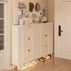 Yangman Cream Style Flip Shoe Cabinet Ultra-Thin Home Entryway Hallway Cabinet Indoor New Integrated Shoe Cabinet Storage