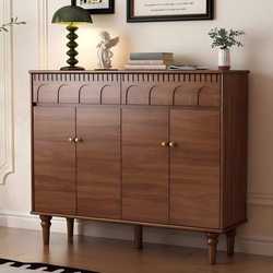 Luxurious Solid Wood Shoe Cabinet for Home Entrance, Integrated Wall-Mounted Storage Cabinet, 2025 New Model, Mid-Century Style Entryway Storage