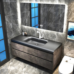 Intercontinental Simple Modern Bathroom Cabinet Set with Black Washbasin, Bathroom Vanity, Washbasin, Bathroom Sink, Bathroom Cabinet