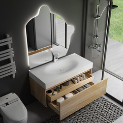 Intercontinental Japanese-Style Integrated Washbasin Bathroom Cabinet Combination Toilet Vanity Sink Bathroom Basin Wall Cabinet