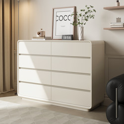 Yangman Solid Wood Chest of Drawers, Cream Style Bedroom Bedside Cabinet, Large Capacity Storage Cabinet, Living Room Wall-Mounted Drawer Cabinet, Eight-Drawer Cabinet