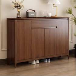 Luxurious Solid Wood Shoe Cabinet for Home Entrance, Large Capacity Walnut Color Entryway Cabinet, Integrated 2025 New Model Hot Sale for Entryway