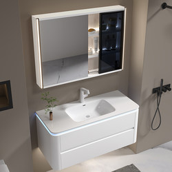 Totgg White Ceramic Integrated Basin Bathroom Cabinet Vanity Mirror Cabinet Bathroom Sink Washbasin Combination