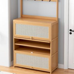 Gumufel Shoe Cabinet with Integrated Door for Home Use, Large Capacity Multi-Layer Shoe Rack with Door, Entryway Coat Storage Cabinet