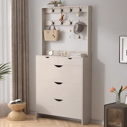 Haosha Rabbit Baby Solid Wood Flip-Up Ultra-Thin Shoe Cabinet with Clothes Rack for Home Entrance Hallway Integrated Flip-Up Shoe Cabinet