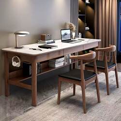 Sazaidai Simple Solid Wood Double-Person Home Desk Computer Desk Bedroom Living Room Long Wall-Mounted Study Workbench