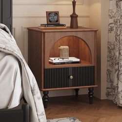 Yangman Antique-Style Bedside Table, All Solid Wood, for Home Use in the Master Bedroom, Small and Popular, Internet-Famous French Retro Bedside Table