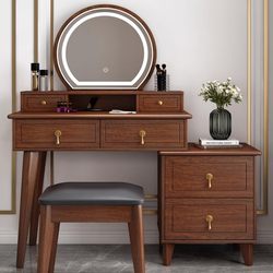 Modern Solid Wood Dressing Table for Bedroom, Simple Desk, Makeup Table, Chest of Drawers, Integrated New Chinese Style for Master Bedroom