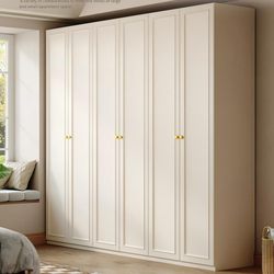 Baisiyi French-Style Cream-Colored Pine Cabinet Wardrobe for Home Bedroom Small Apartment Modern Minimalist Cabinet Wardrobe