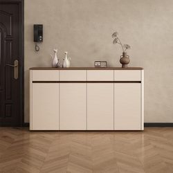 Luxurious Solid Wood Shoe Cabinet for Home Entrance, New Walnut Color Entryway Cabinet, Indoor Storage Cabinet, Light Luxury Custom-Made