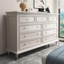 Zuoshi American-Style Solid Wood Chest of Drawers, Bedroom Bedside Drawer Cabinet, Living Room Wall Storage Cabinet, French-Style Five-Seven-Nine Drawer