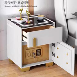Sparta Solid Wood Smart Bedside Table with Integrated Safe, Modern Minimalist Light Luxury High-End Safe for Bedroom