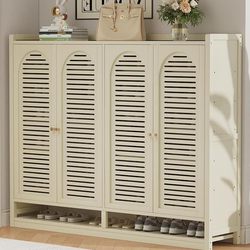 Gumufel Multi-Layer Shoe Rack for Home Entrance, Large Capacity, Breathable Shoe Cabinet for Hallway, Integrated Storage, Cream Style