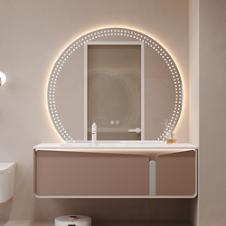 Dipurui Bathroom Trendy Integrated Basin Cabinet Set Cream Style Bathroom Vanity Washbasin Cabinet