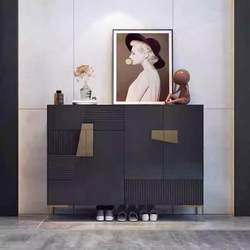 Ouyayijia French-Style Light Luxury Entrance Shoe Cabinet, Solid Wood Entryway Cabinet, Integrated Partition Sideboard, Storage and Organization