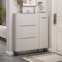 Ouyayijia 2025 Popular Ultra-Thin Shoe Cabinet for Home Entrance, Large Capacity, Simple Lacquered Flip-Top, Economical Entryway Furniture