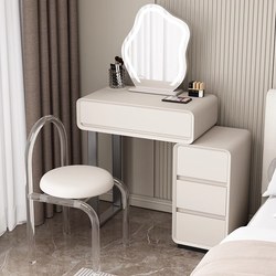 Luxurious French-Style Cream-Colored Solid Wood Dressing Table Storage Cabinet Modern Minimalist Small Apartment Bedroom Dressing Table