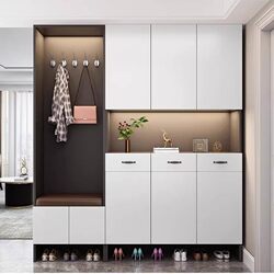 Solid Wood Shoe Cabinet for Home Entrance, Wall-Mounted Shoe-Changing Bench, Integrated Living Room Partition Cabinet, Storage Cabinet