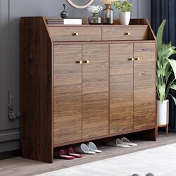 Yangman Shoe Cabinet for Home Entrance, Simple Solid Wood Color, Large Capacity, Multi-Layer Shoe Cabinet, Modern Chinese Style