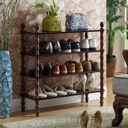Zoshe American-Style Solid Wood Multi-Layer Shoe Rack, Indoor, Aesthetically Pleasing, European-Style Simple Shoe Cabinet, Storage Rack, Dustproof, for Home Use