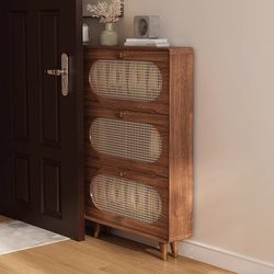 Abison Vintage-Style Narrow Cabinet for Home Entrance, Retro Ultra-Narrow Entryway Cabinet, 2025 New Ultra-Thin Flip-Top Shoe Cabinet