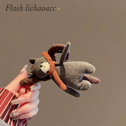 Dongdaemun New Cute Pet-Themed Scarf Cartoon Bear Hair Clip for Women, High-End and Elegant, Niche Ab Side Hair Clip, Shark Clip