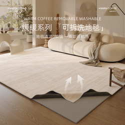 Machine Washable and Removable Carpet, Living Room French Cream Style Sofa Coffee Table Carpet, Bedroom Bedside Rug, Removable