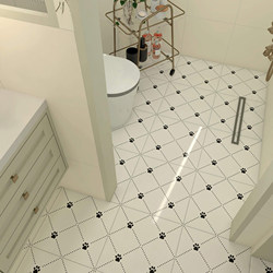 French-Style Tiles for Bathroom and Toilet, Cat Paw Floor Tiles, Cream-Style All-Ceramic Non-Slip Tiles for Toilet, Balcony, Entrance, and Guesthouse