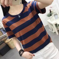 2026 Summer New Striped T-Shirt for Women, Short-Sleeved, Trendy on Instagram, Loose Fit, Korean Style, Versatile, Hong Kong Style Top