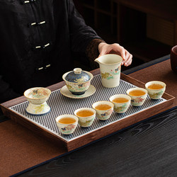 Firestone Black Tea Set, High-End Luxury Ceramic Kung Fu Tea Pot and Tea Cups, a Complete Set of Tea Drinking Utensils for Home Use