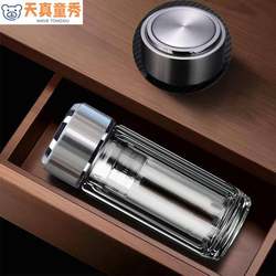 2025 Trending Water Bottle Double-Layer Glass Cup Compact High-End Portable Explosion-Proof High-Temperature Resistant High Borosilicate Tea Cup