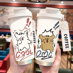 Simple and Stylish Stainless Steel Insulated Cup for Girls, Dual-Use Coffee Cup, Outdoor Travel Mug, Ice-Retaining Cup