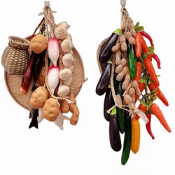 Simulated Vegetable and Fruit Hanging String Set, Fake Corn, Garlic, Pepper, Farmhouse Restaurant Kitchen Decoration Hanging Ornaments, Fruits and Vegetables