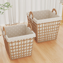 Japanese-Style Dirty Laundry Basket, Rattan Woven Dirty Clothes Storage Basket, Household Dirty Laundry Hamper, High Aesthetic Value, Light Luxury Laundry Basket