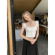 Chenmi Fan Lace sling top for women short slim design summer white sleeveless shirt