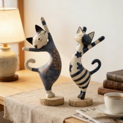 Retro Art Yoga Cat Ornaments, High-End Niche Decorations, Living Room Entrance Hall, Creative Desktop Home Furnishings