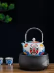 Guiyintang cao cấp nguyên chất thủ công đồ nư men cloisonné mặt nạ bạc ấm đun nước bạc nguyên chất 999 ấm đun nước để pha trà ấm trà cổ bằng đồng ấm trà cổ bằng đồng 