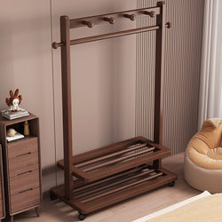 Solid Wood Coat Rack, Floor-Standing Bedroom Clothes Rack, Household Old Bamboo Clothes Hanger, Simple Clothes Drying Rack, Indoor Clothing Rack