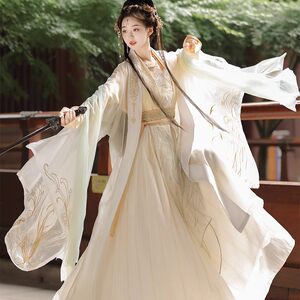 
Original Wei, Jin and Han costumes, new style, large sleeves, made in Song Dynasty, spring and summer, golden feathers, waist-length, chivalrous ladies, heavy industry embroidery, ancient costumes for daily use