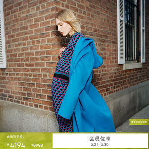 
[Double-Sided Wool] DVF Color Wool Coat Bright Blue Double-Sided Wool Hooded Long Coat CL3R002