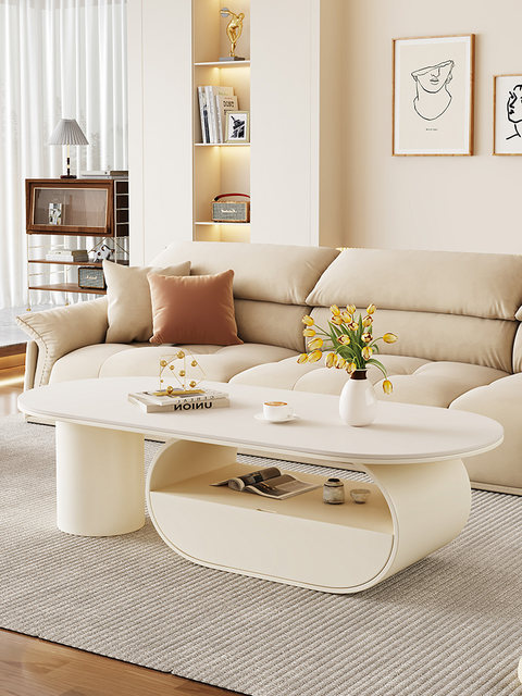 Photo inspiration: Picture Idea: Creamy Style Rock Board Coffee Table Oval High End Small