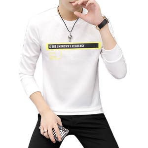 
Autumn and winter long-sleeved T-shirt men's Korean style slim round neck pullover sweatshirt base shirt plus velvet warm teen top