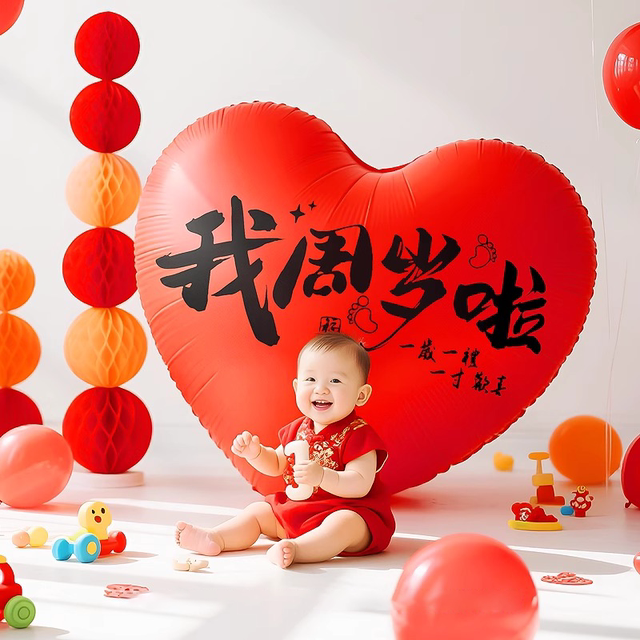 Props and supplies for the first birthday of the baby dragon, baby dragon birthday ceremony scene decoration, photo taking, oversized love balloons