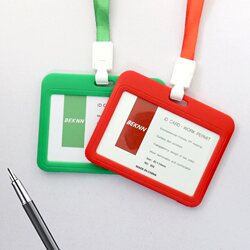Work Id Card Holder, Horizontal Style Employee Badge Holder, Access Card, School Badge, Factory Badge Holder, Double-Sided Transparent Work Badge Holder