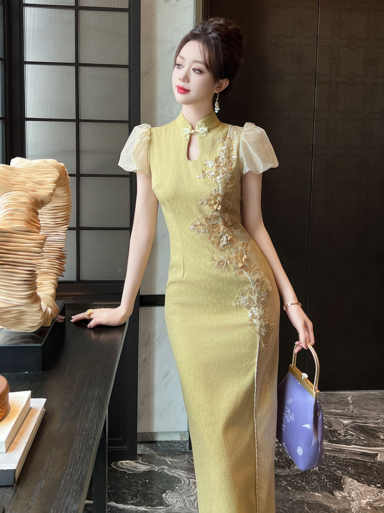 C7632 2580K Váy Đầm Liền Thân Nữ Eloregs Dáng Ôm Body Gợi Cảm Sexy Tay Phồng Mùa Hè Thời Trang Nữ G06 Sản Phẩm Mới