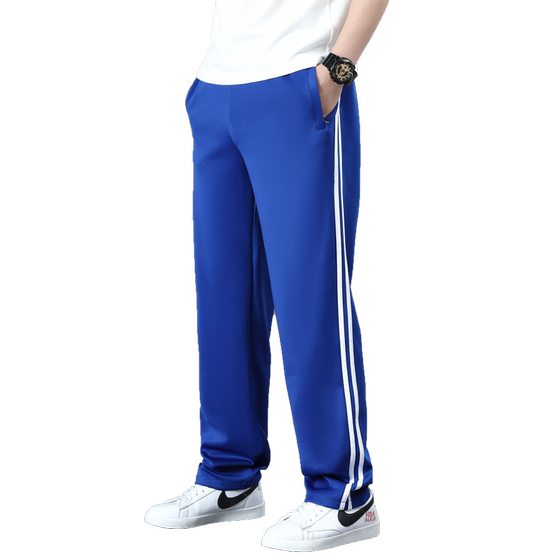 
School uniform pants for men and women, two stripes, sky blue plus velvet, one stripe sports pants for primary school students, middle and high schools, straight school pants