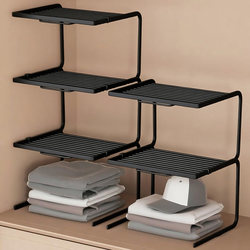 Wardrobe Storage Layering Solution Space-Saving Closet Basket Shelf Clothes Box Home Clothing Organizer Rack